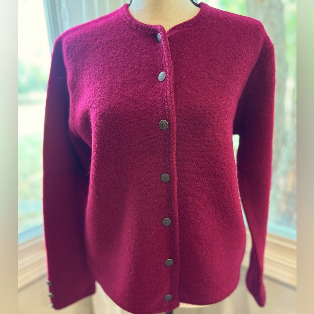 Karen Scott Maroon Wool Button down Cardigan Medium Australia